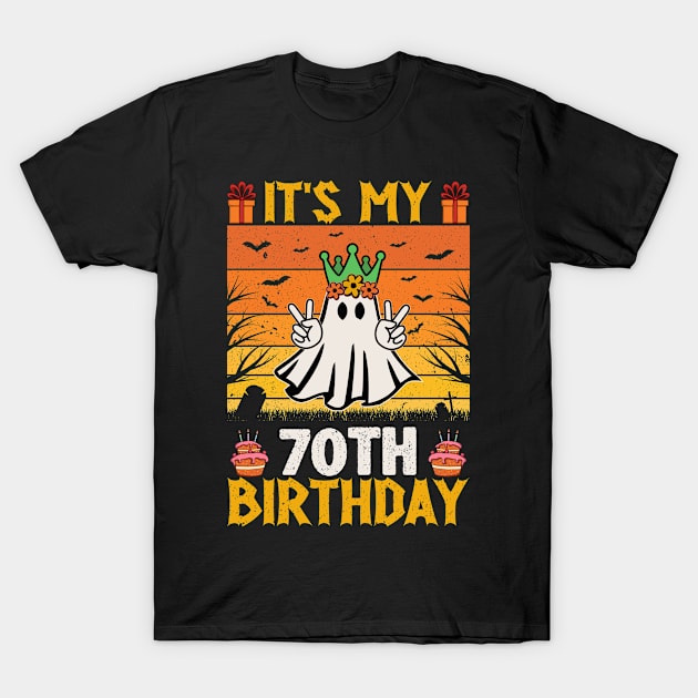 70th Birthday with ghost and Halloween Theme T-Shirt by loveshop